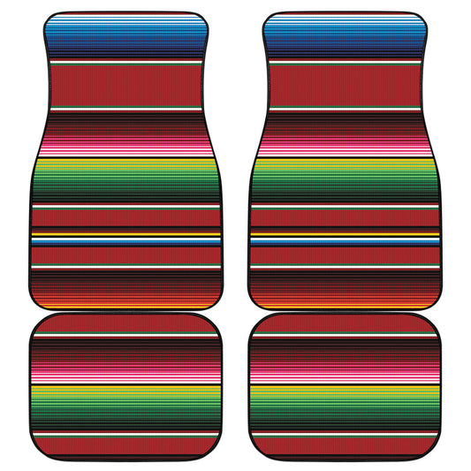 Mexican Serape Blanket Pattern Print Front and Back Car Floor Mats