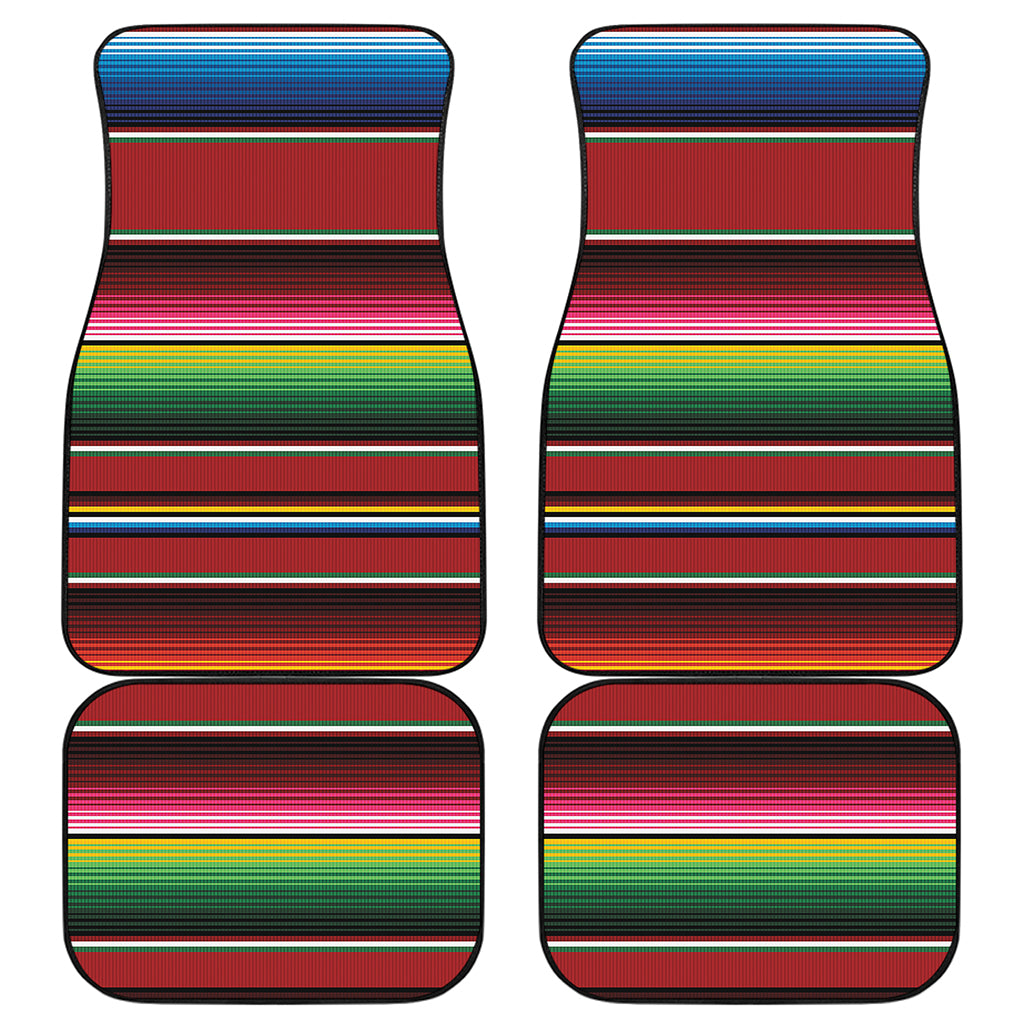 Mexican Serape Blanket Pattern Print Front and Back Car Floor Mats