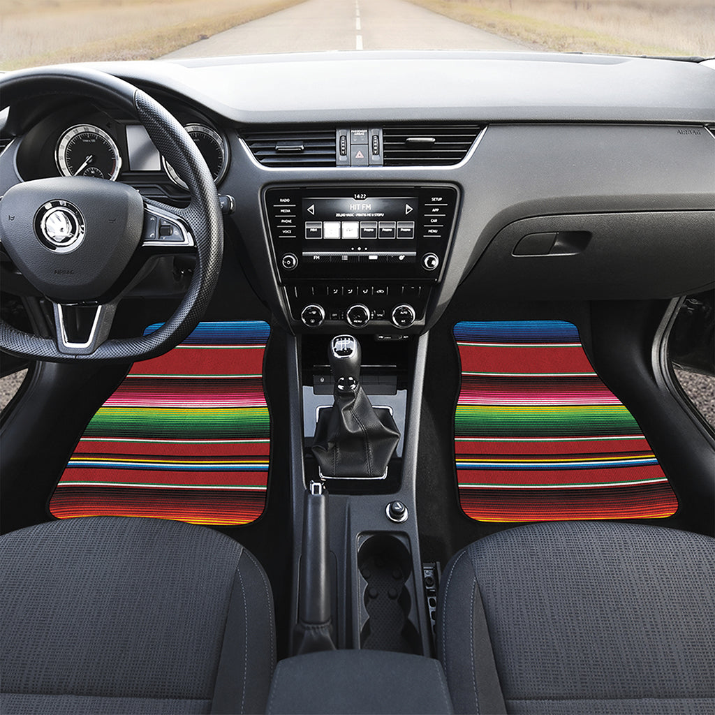 Mexican Serape Blanket Pattern Print Front and Back Car Floor Mats