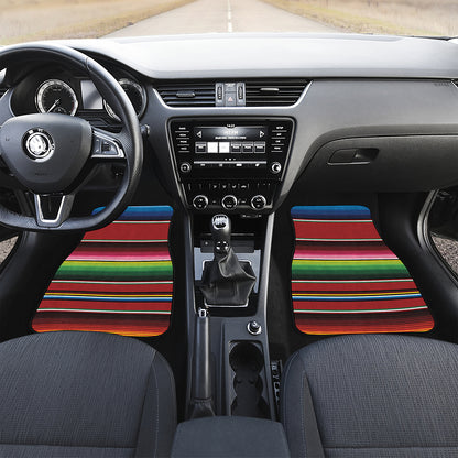 Mexican Serape Blanket Pattern Print Front and Back Car Floor Mats