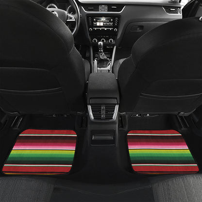Mexican Serape Blanket Pattern Print Front and Back Car Floor Mats