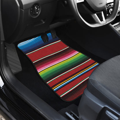 Mexican Serape Blanket Pattern Print Front and Back Car Floor Mats