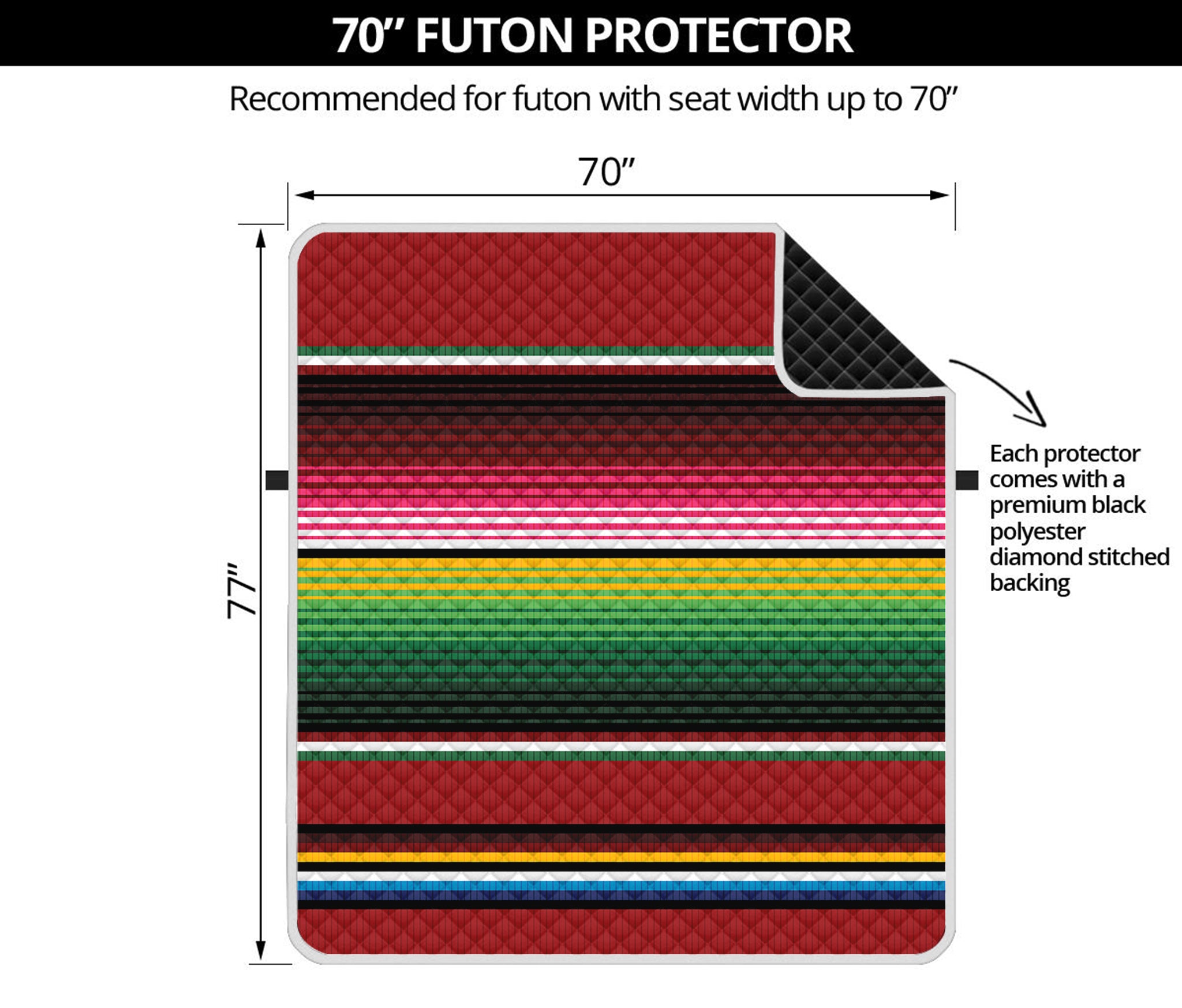 Mexican Serape Blanket Pattern Print Futon Protector