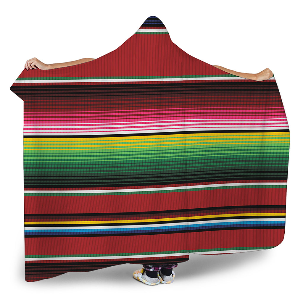Mexican Serape Blanket Pattern Print Hooded Blanket