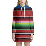 Mexican Serape Blanket Pattern Print Hoodie Dress