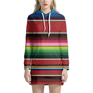 Mexican Serape Blanket Pattern Print Hoodie Dress