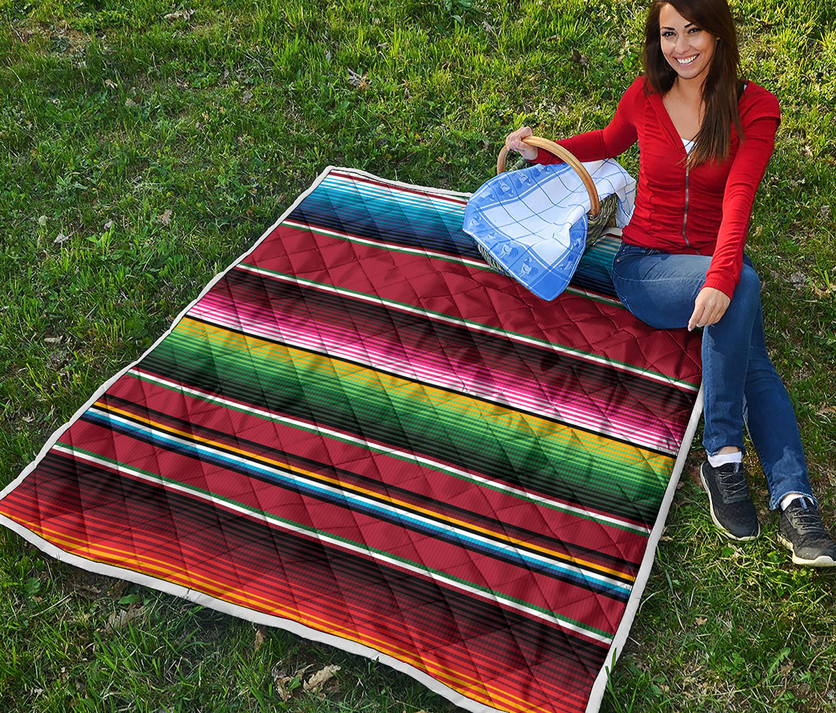 Mexican Serape Blanket Pattern Print Quilt