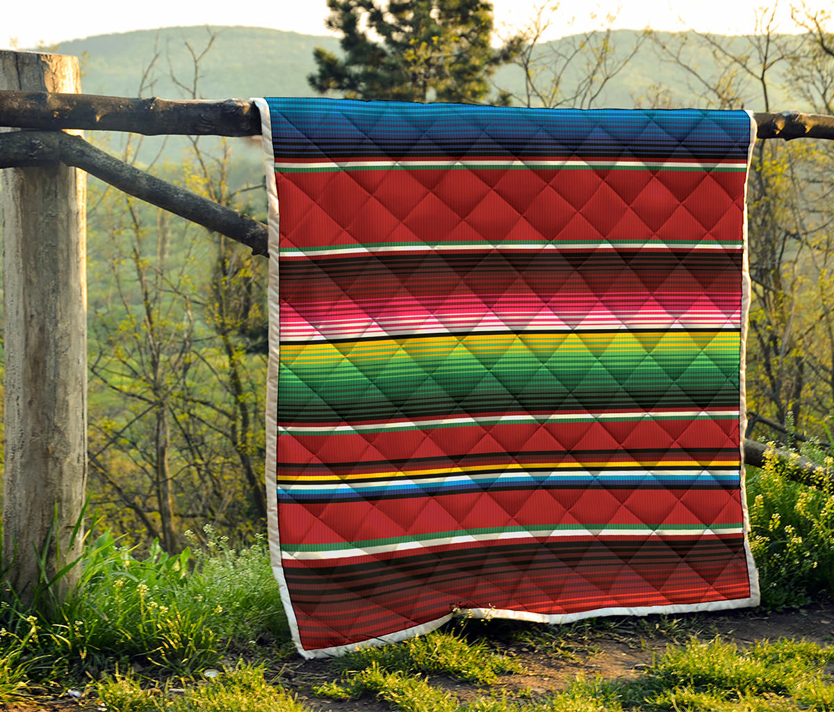 Mexican Serape Blanket Pattern Print Quilt