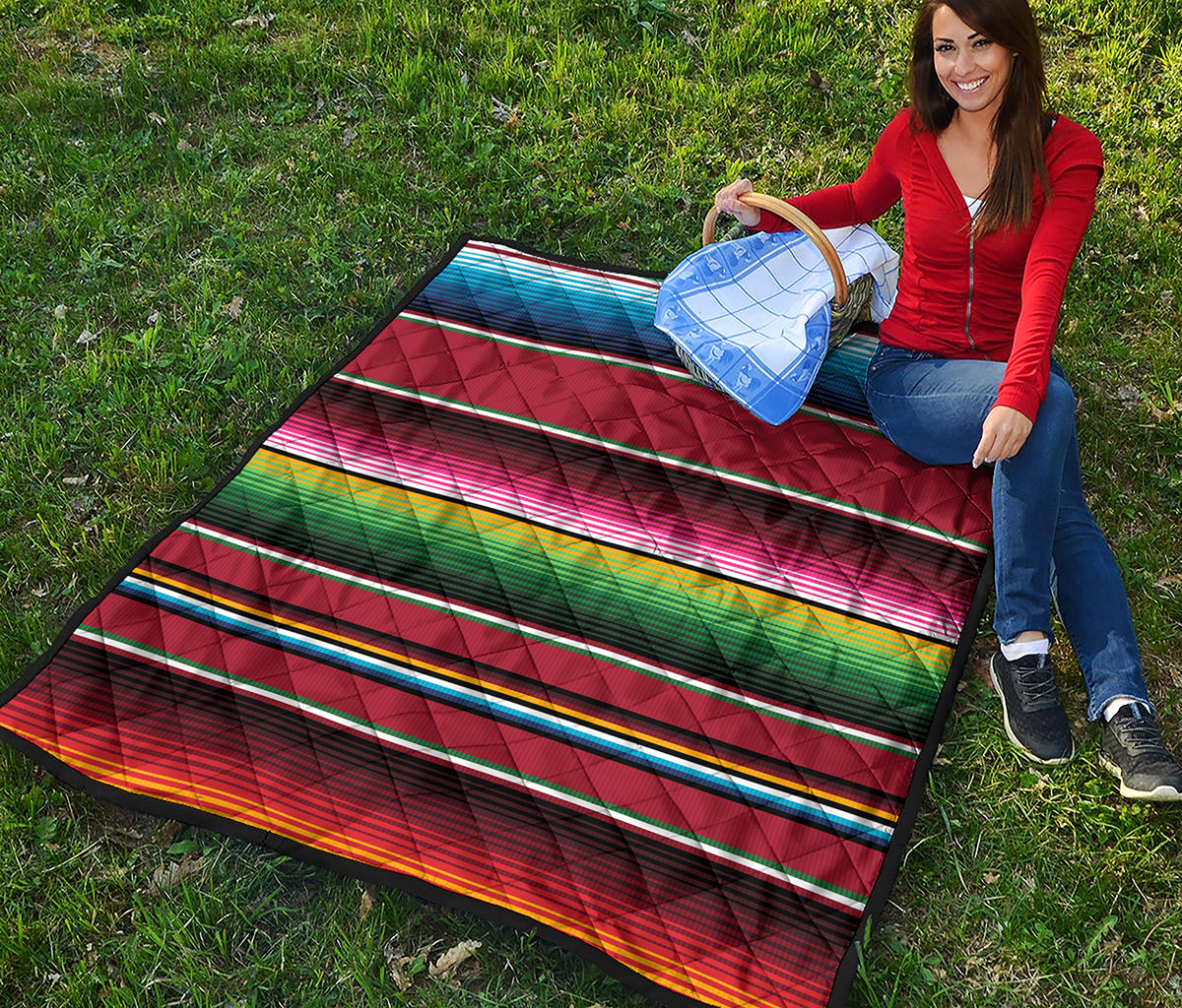 Mexican Serape Blanket Pattern Print Quilt