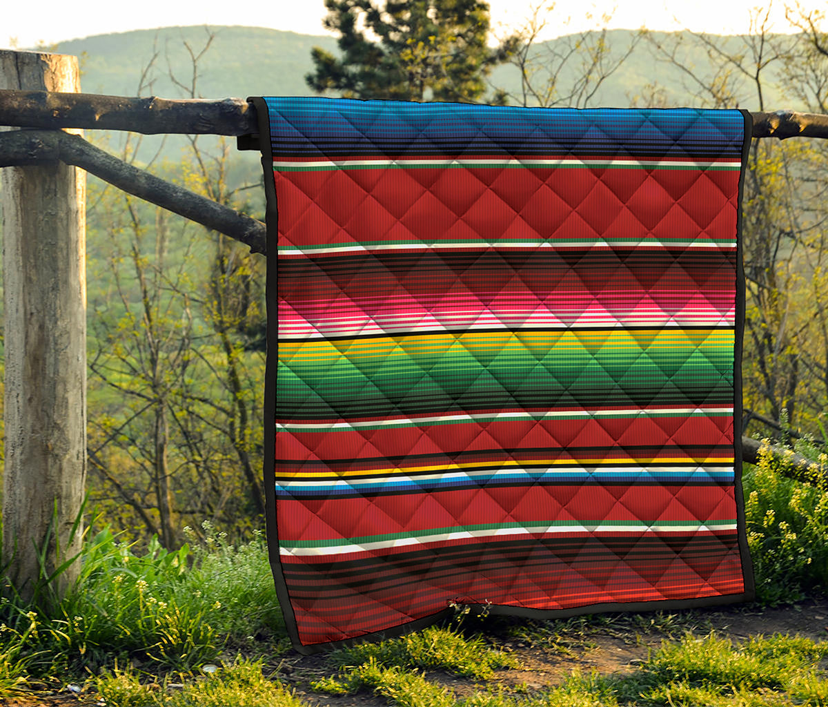 Mexican Serape Blanket Pattern Print Quilt