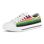 Mexican Serape Blanket Pattern Print White Low Top Shoes