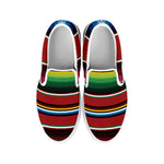 Mexican Serape Blanket Pattern Print White Slip On Shoes