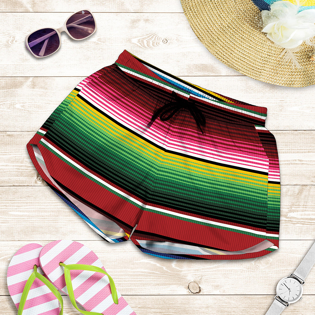 Mexican Serape Blanket Pattern Print Women's Shorts