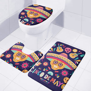 Mexican Skull Cinco de Mayo Print 3 Piece Bath Mat Set