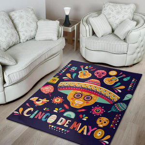 Mexican Skull Cinco de Mayo Print Area Rug