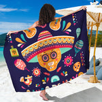 Mexican Skull Cinco de Mayo Print Beach Sarong Wrap