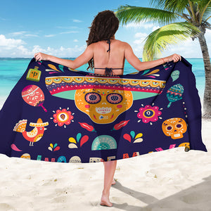 Mexican Skull Cinco de Mayo Print Beach Sarong Wrap