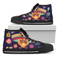 Mexican Skull Cinco de Mayo Print Black High Top Sneakers