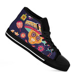 Mexican Skull Cinco de Mayo Print Black High Top Shoes