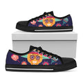 Mexican Skull Cinco de Mayo Print Black Low Top Sneakers