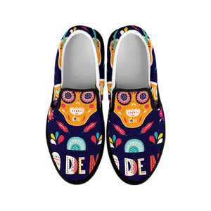 Mexican Skull Cinco de Mayo Print Black Slip On Shoes