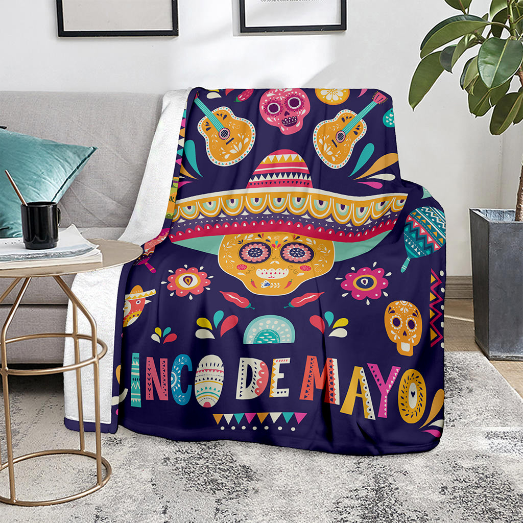 Mexican Skull Cinco de Mayo Print Blanket