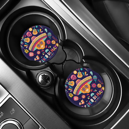 Mexican Skull Cinco de Mayo Print Car Coasters