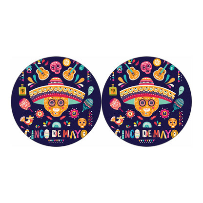 Mexican Skull Cinco de Mayo Print Car Coasters