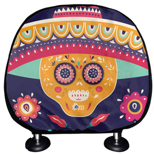 Mexican Skull Cinco de Mayo Print Car Headrest Covers