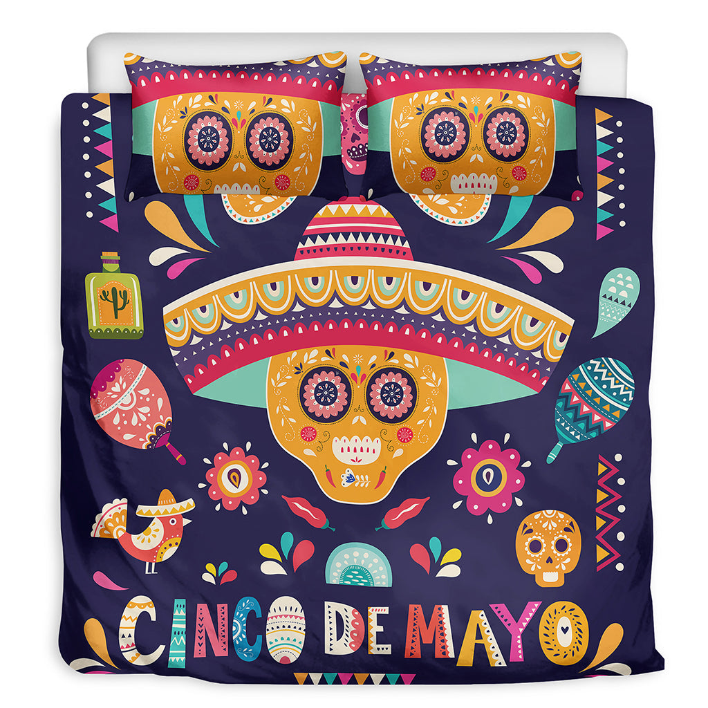 Mexican Skull Cinco de Mayo Print Duvet Cover Bedding Set