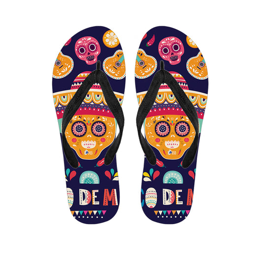 Mexican Skull Cinco de Mayo Print Flip Flops