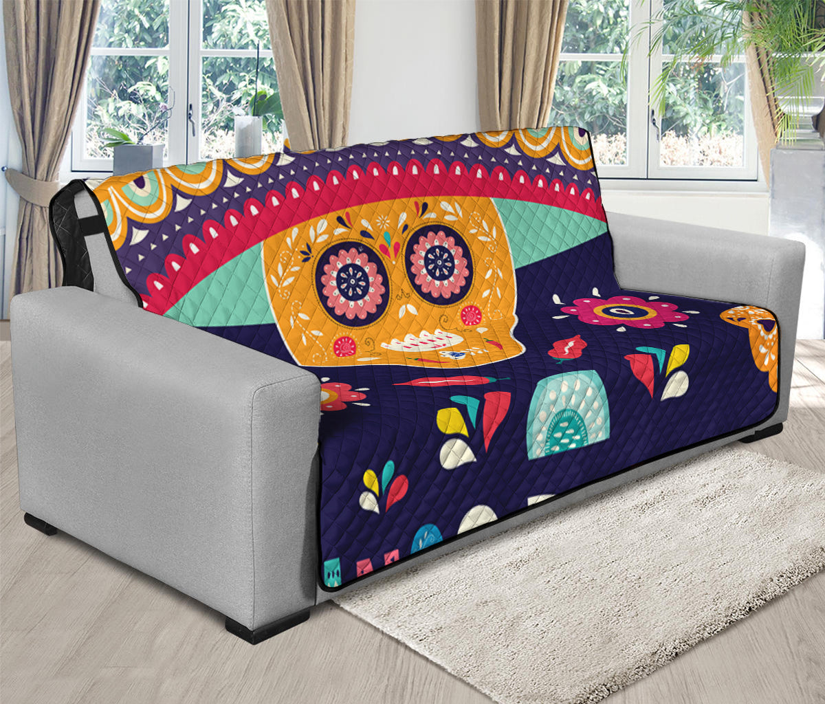 Mexican Skull Cinco de Mayo Print Futon Protector