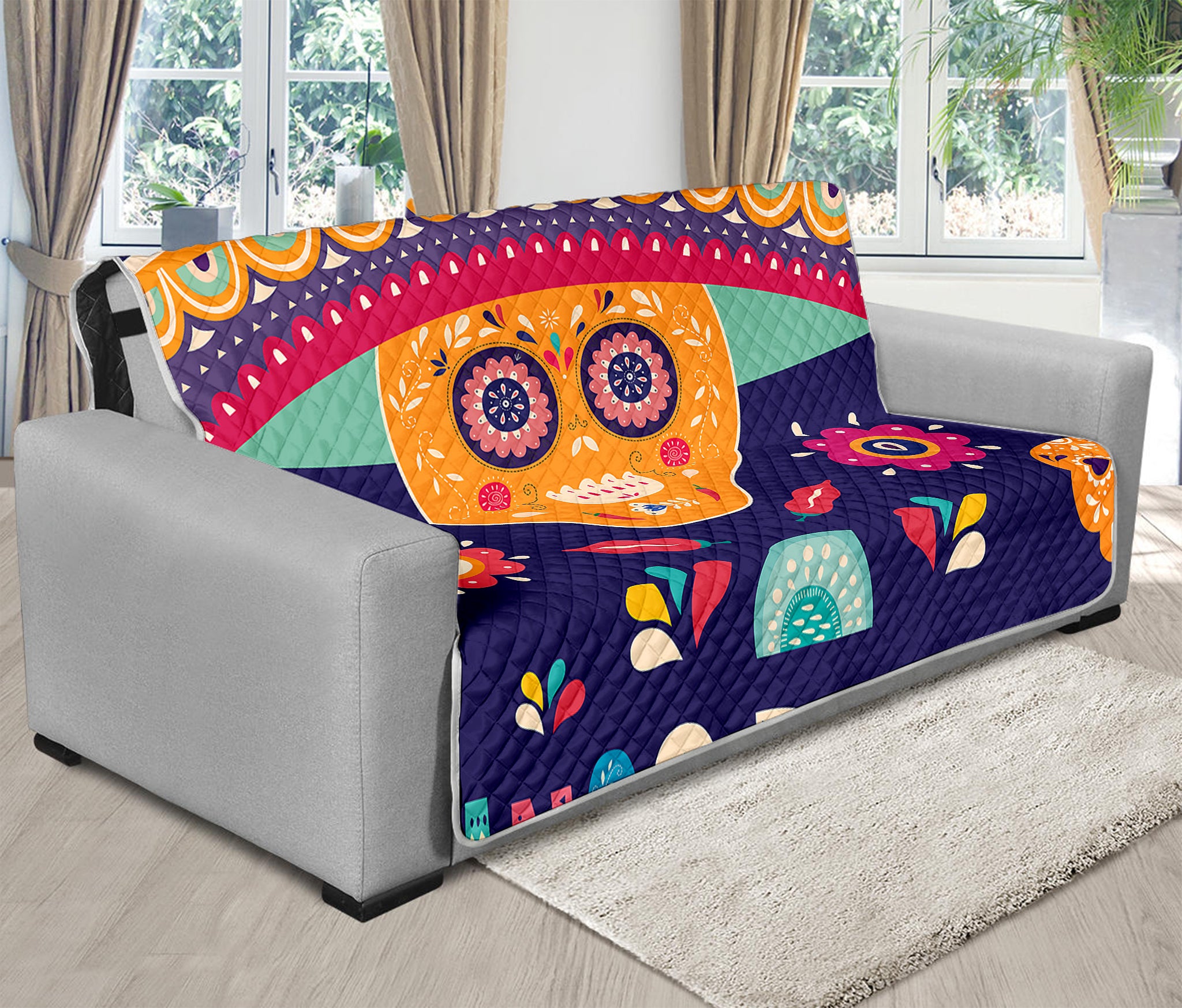 Mexican Skull Cinco de Mayo Print Futon Protector