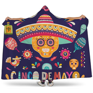 Mexican Skull Cinco de Mayo Print Hooded Blanket