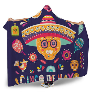 Mexican Skull Cinco de Mayo Print Hooded Blanket