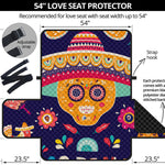 Mexican Skull Cinco de Mayo Print Loveseat Protector