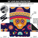 Mexican Skull Cinco de Mayo Print Loveseat Protector