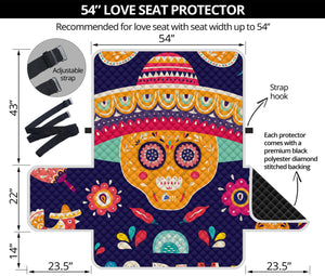 Mexican Skull Cinco de Mayo Print Loveseat Protector