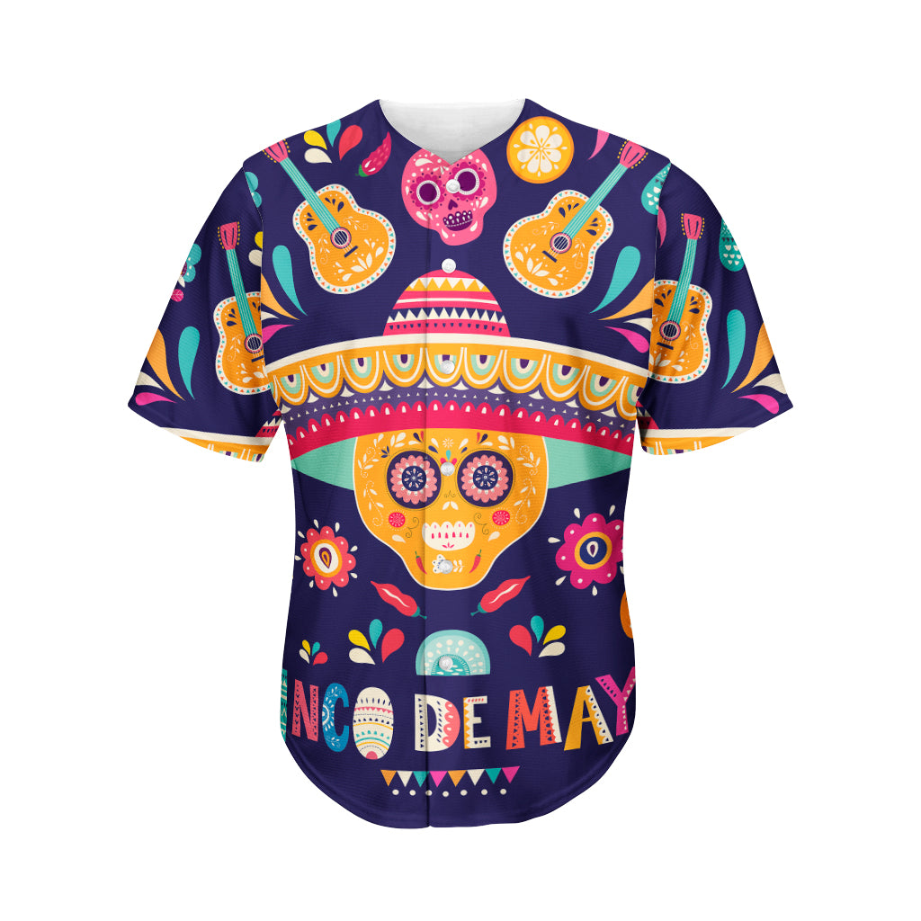 Mexican Skull Cinco de Mayo Print Men's Baseball Jersey