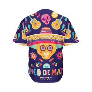 Mexican Skull Cinco de Mayo Print Men's Baseball Jersey