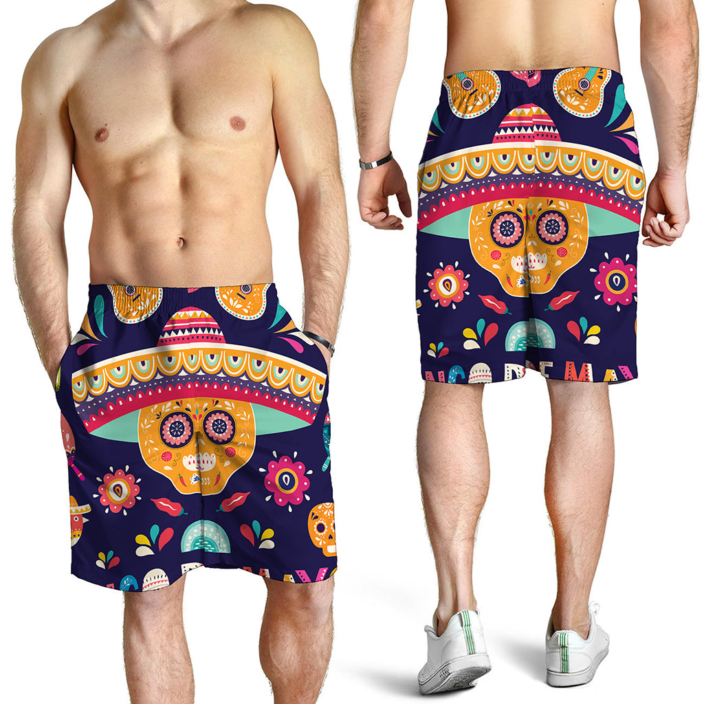 Mexican Skull Cinco de Mayo Print Men's Shorts