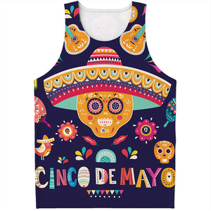 Mexican Skull Cinco de Mayo Print Men's Tank Top