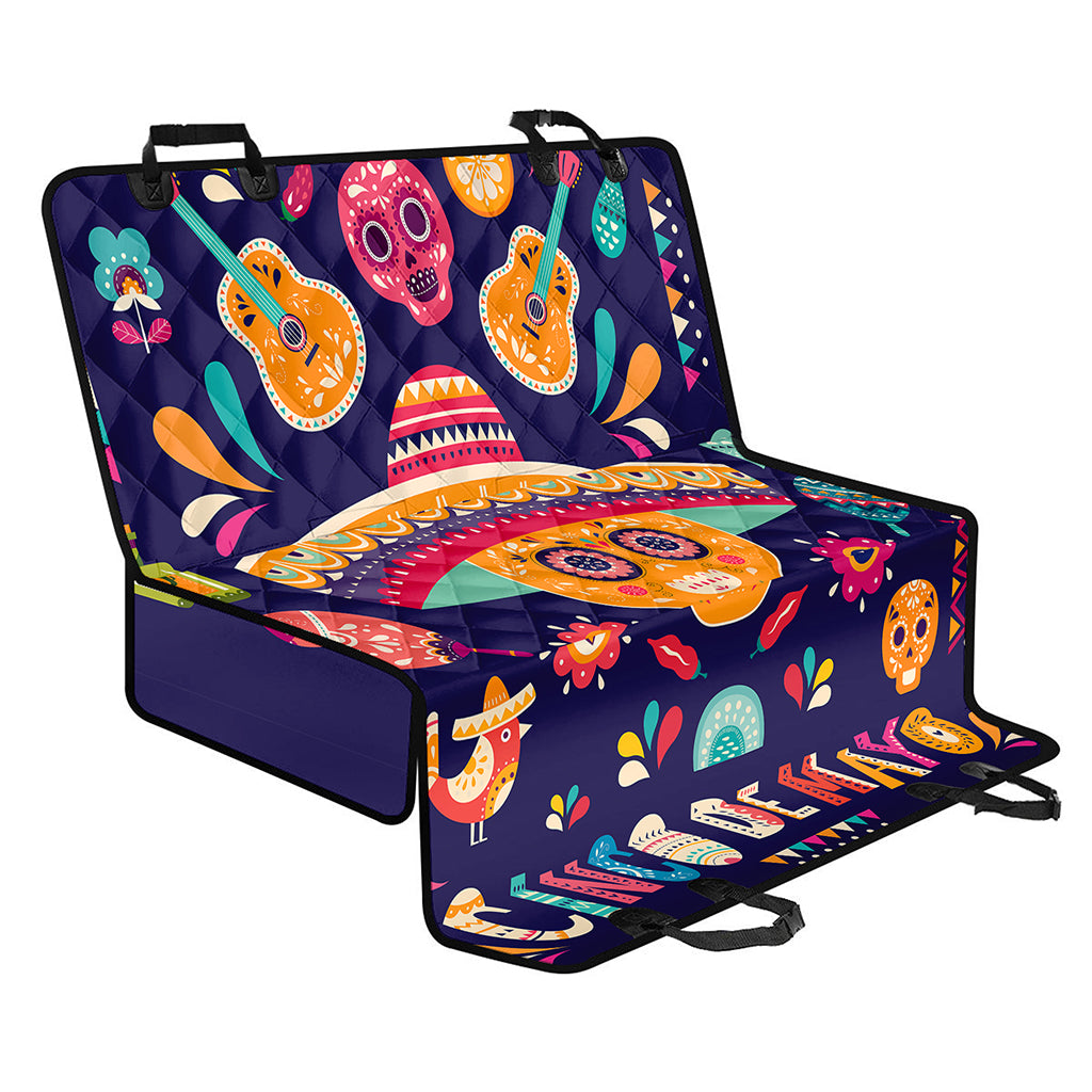 Mexican Skull Cinco de Mayo Print Pet Car Back Seat Cover