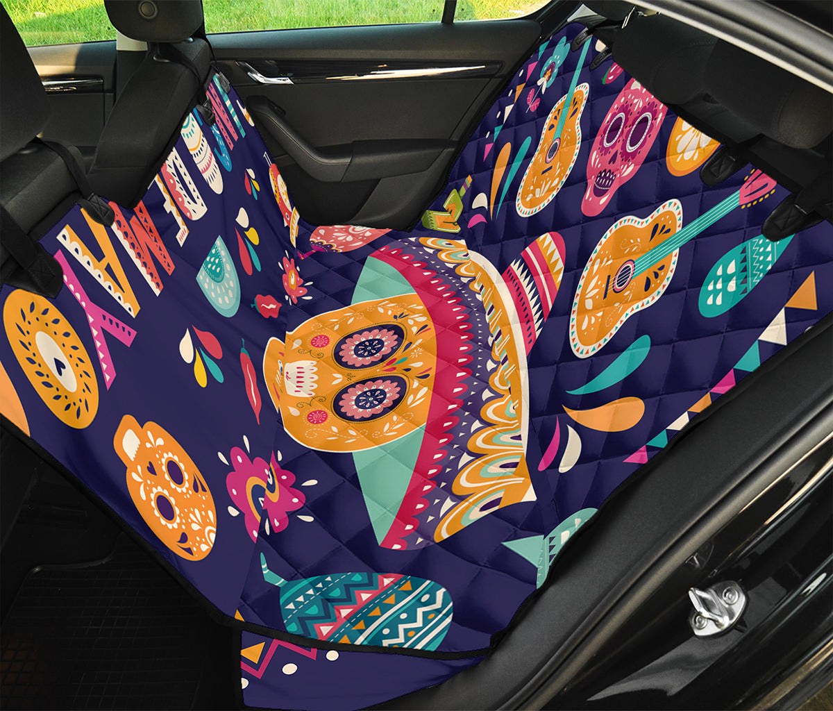 Mexican Skull Cinco de Mayo Print Pet Car Back Seat Cover