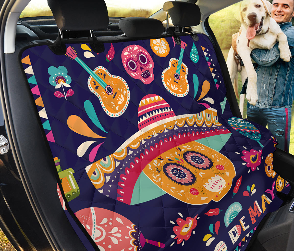 Mexican Skull Cinco de Mayo Print Pet Car Back Seat Cover