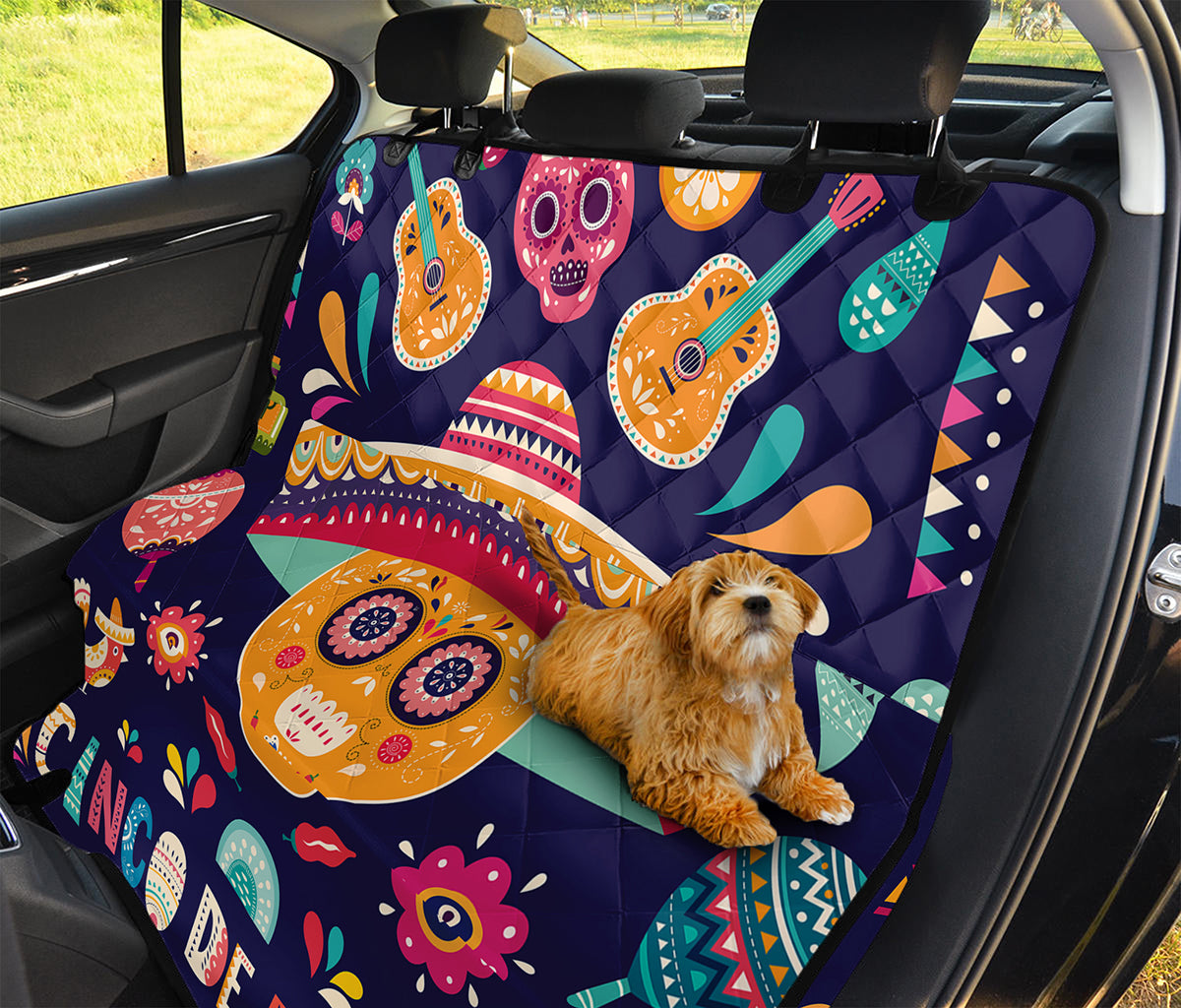 Mexican Skull Cinco de Mayo Print Pet Car Back Seat Cover