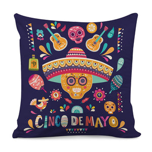 Mexican Skull Cinco de Mayo Print Pillow Cover