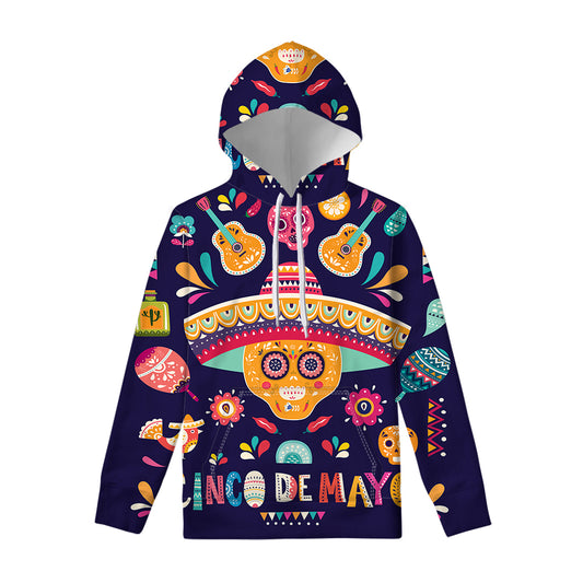 Mexican Skull Cinco de Mayo Print Pullover Hoodie
