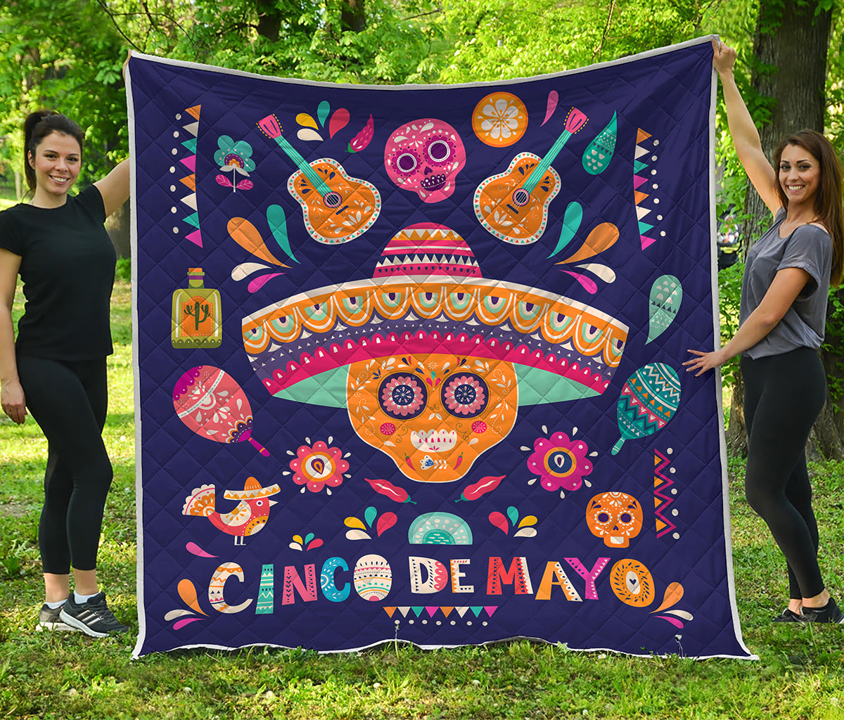 Mexican Skull Cinco de Mayo Print Quilt