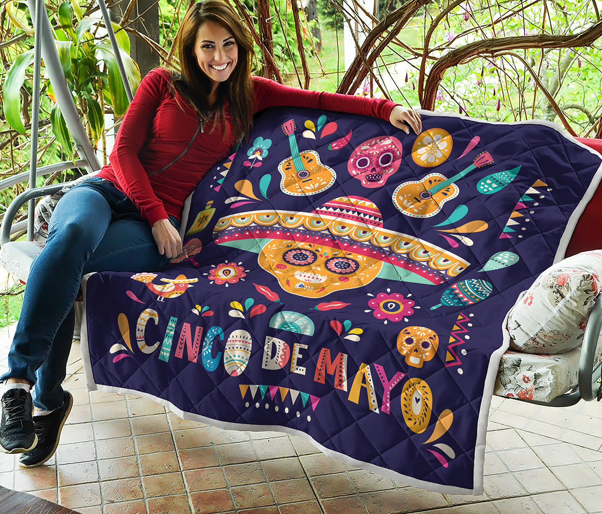 Mexican Skull Cinco de Mayo Print Quilt